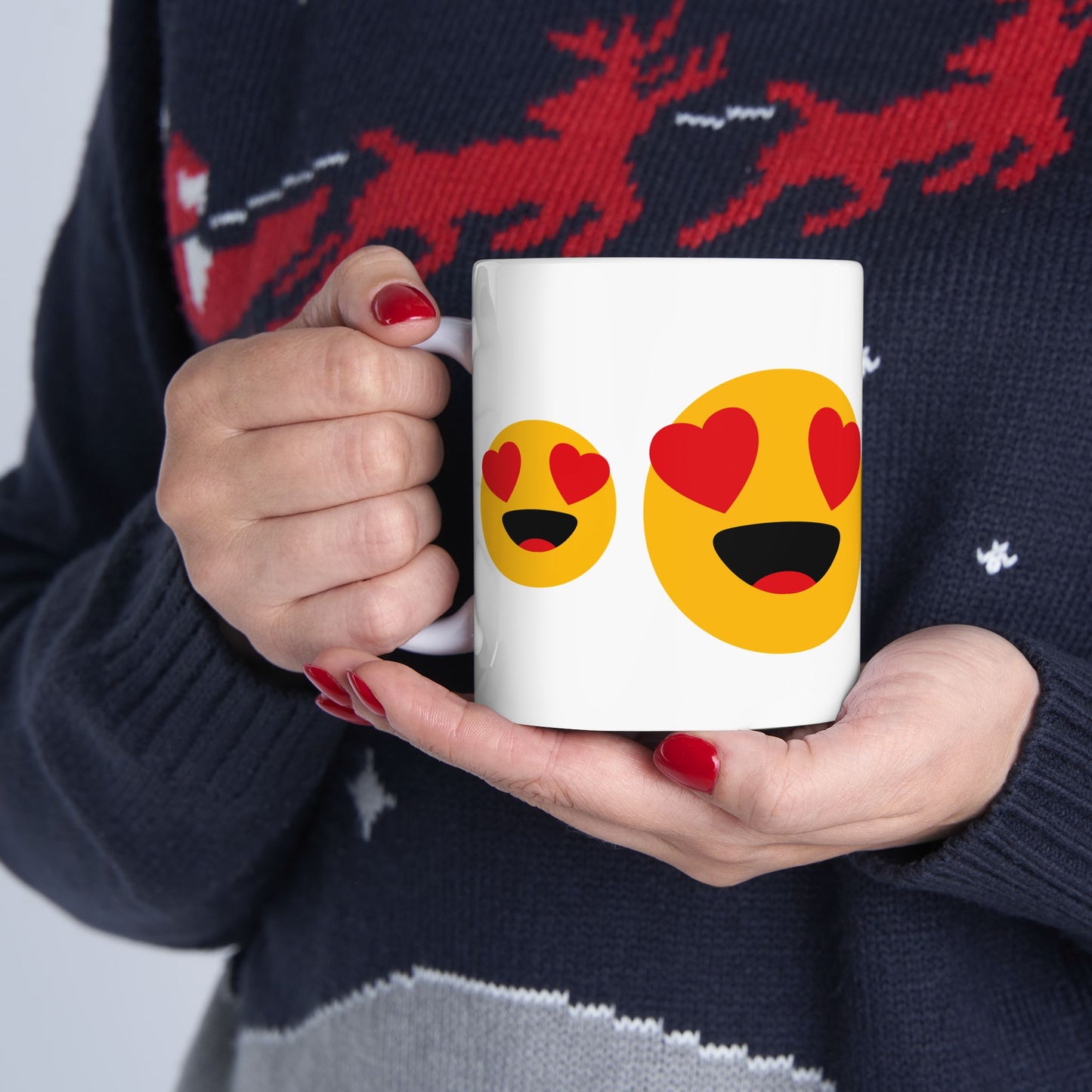 Cute Love Emoji Ceramic Mug - Perfect Gift for Valentine's Day, Coffee Lovers, or Romantic Occasions