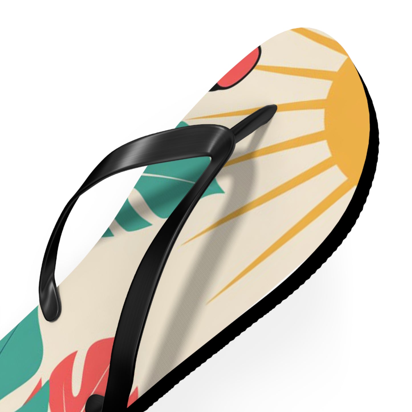Tropical Flip Flops - Stylish Summer Sandals with Sun & Leaves, Beachwear, Vacation Footwear, Gift Idea