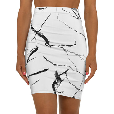 Elegant Marble Print Women's Mid-Waist Pencil Skirt - Stylish & Versatile Fashion Piece