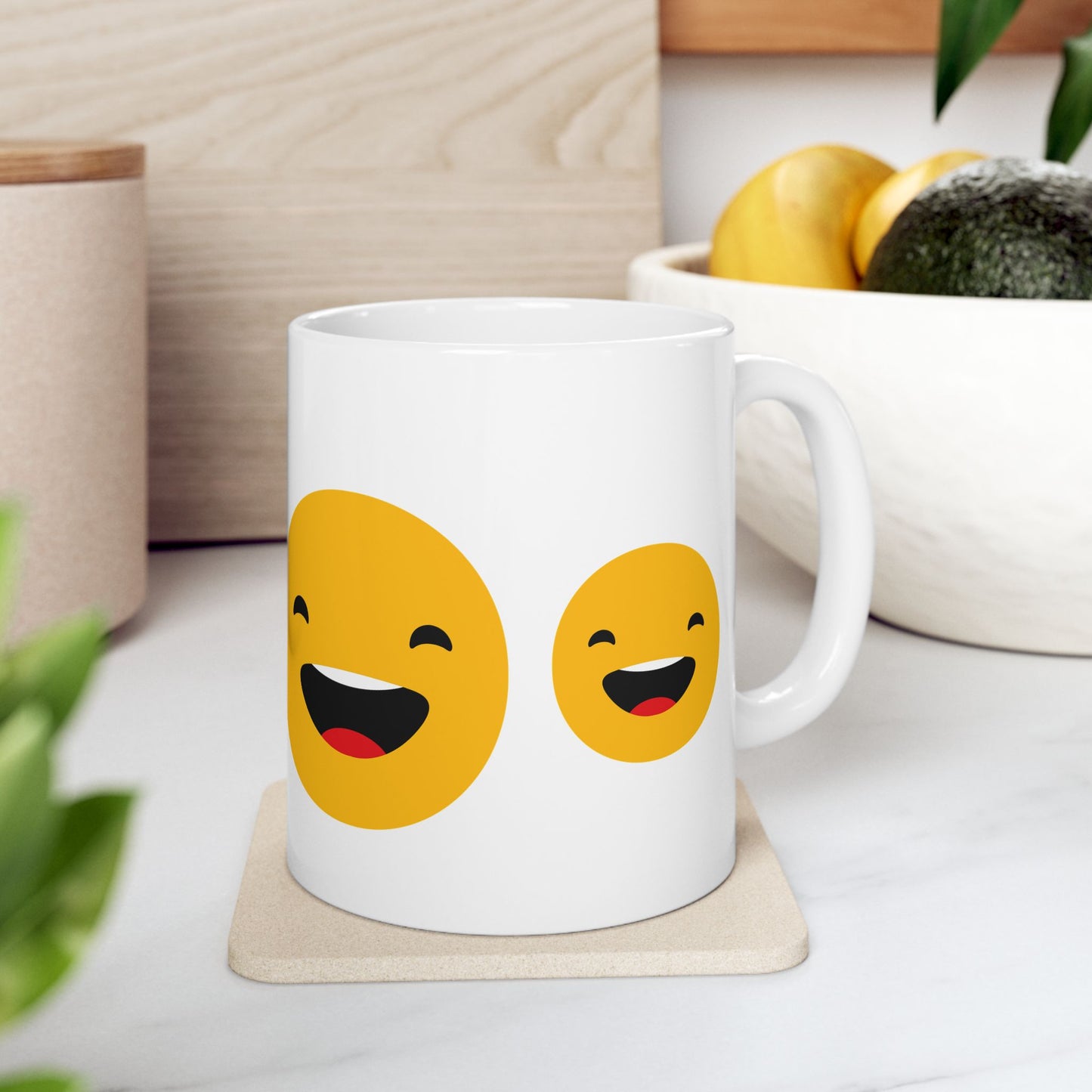 Smiley Face Ceramic Mug - 11oz & 15oz | Fun Coffee Mug for Happiness Lovers