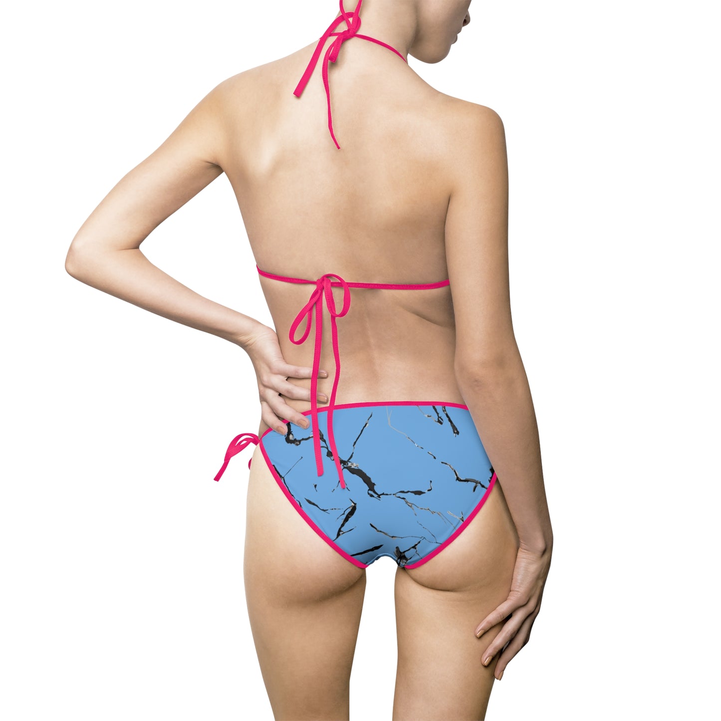 Blue Marble Print Women's Bikini Swimsuit - Perfect for Summer & Beach Getaways