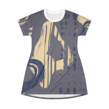 Abstract Pattern T-Shirt Dress - Casual Chic Style for Everyday Wear