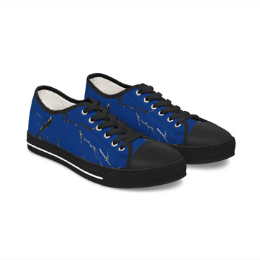 Stylish Blue Marble Low Top Sneakers for Women