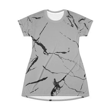 Marble Print T-Shirt Dress, Trendy Casual Wear, Summer Outfit, Everyday Comfort, Perfect for Vacations, Gift for Fashion Lovers