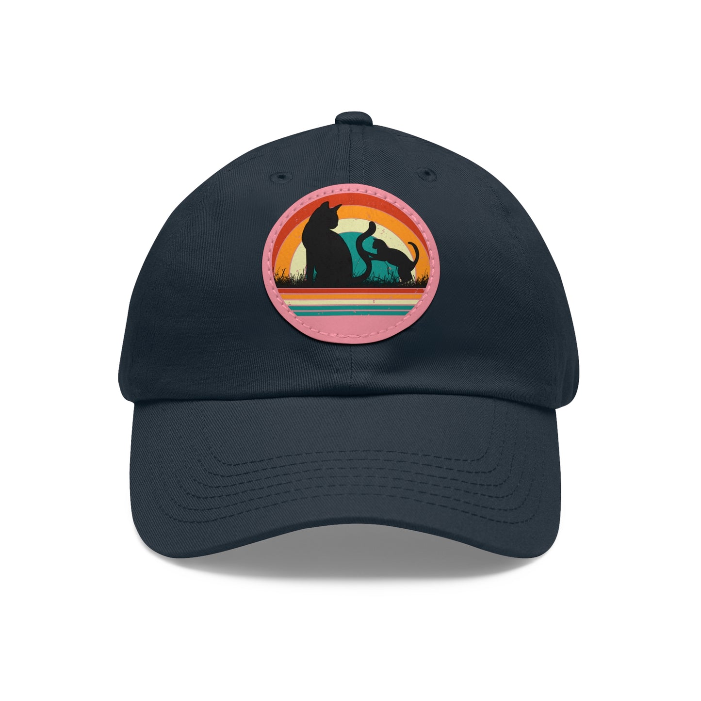 Cats and Sunset Dad Hat - Vintage Leather Patch Cap