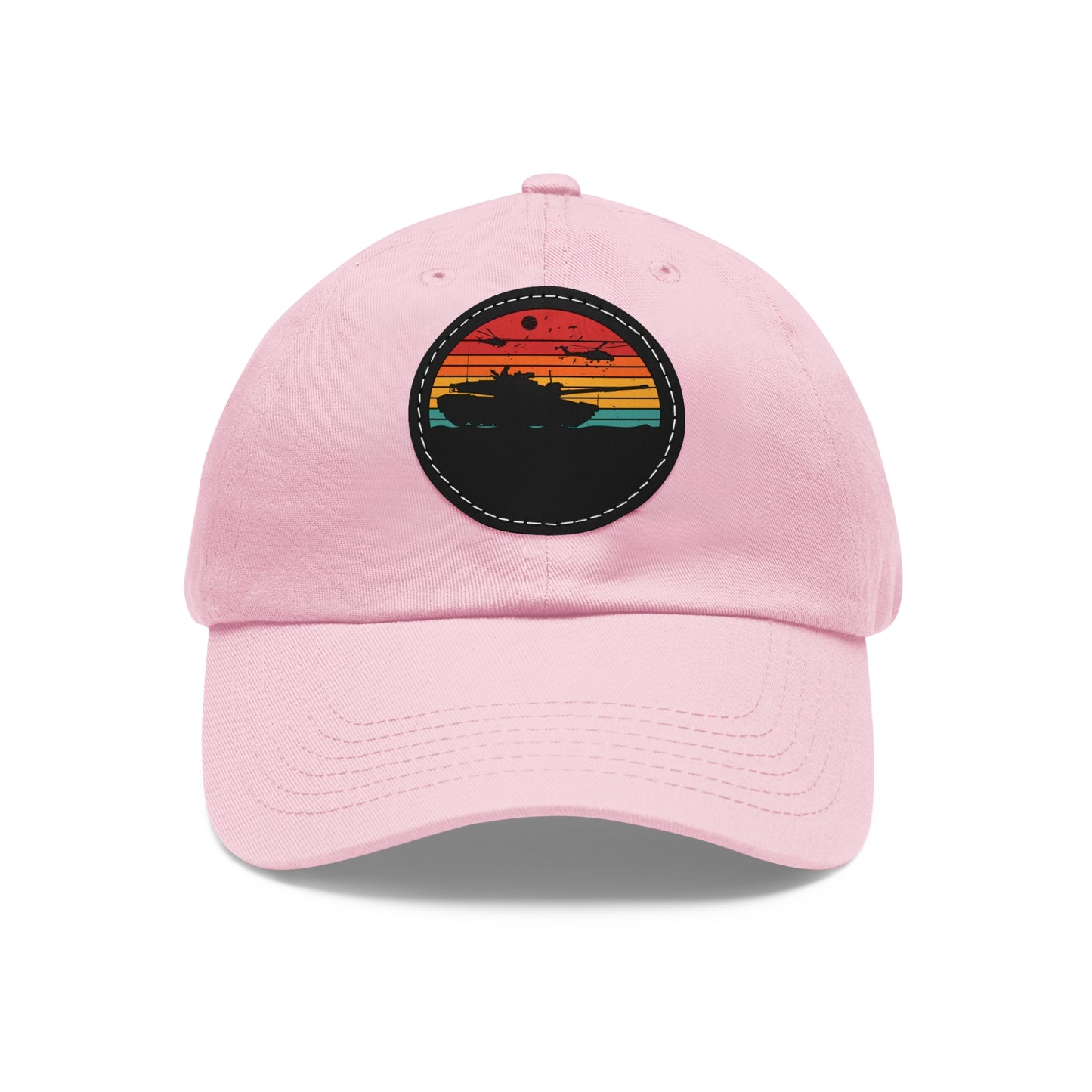 Retro Sunset Dad Hat with Leather Patch