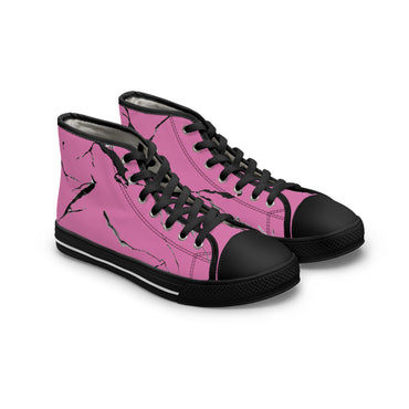 Trendy Pink Marble High Top Sneakers for Women