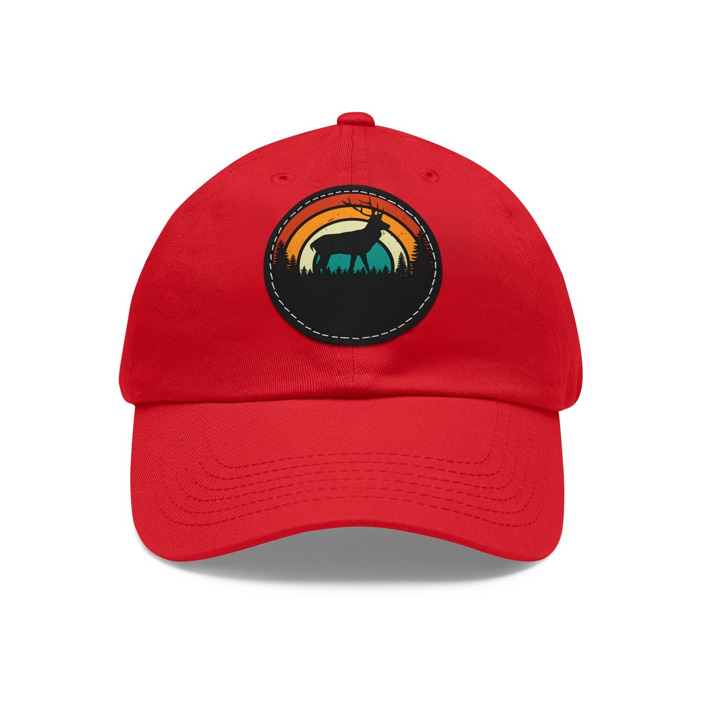 Stylish Dad Hat with Leather Patch - Retro Deer Design