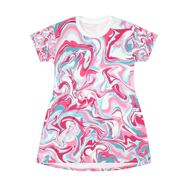 Marble Swirl T-Shirt Dress - Comfortable, Trendy Summer Fashion for Casual Outings
