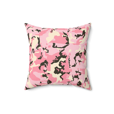 Trendy Pink Camo Square Pillow | Cozy Home Decor
