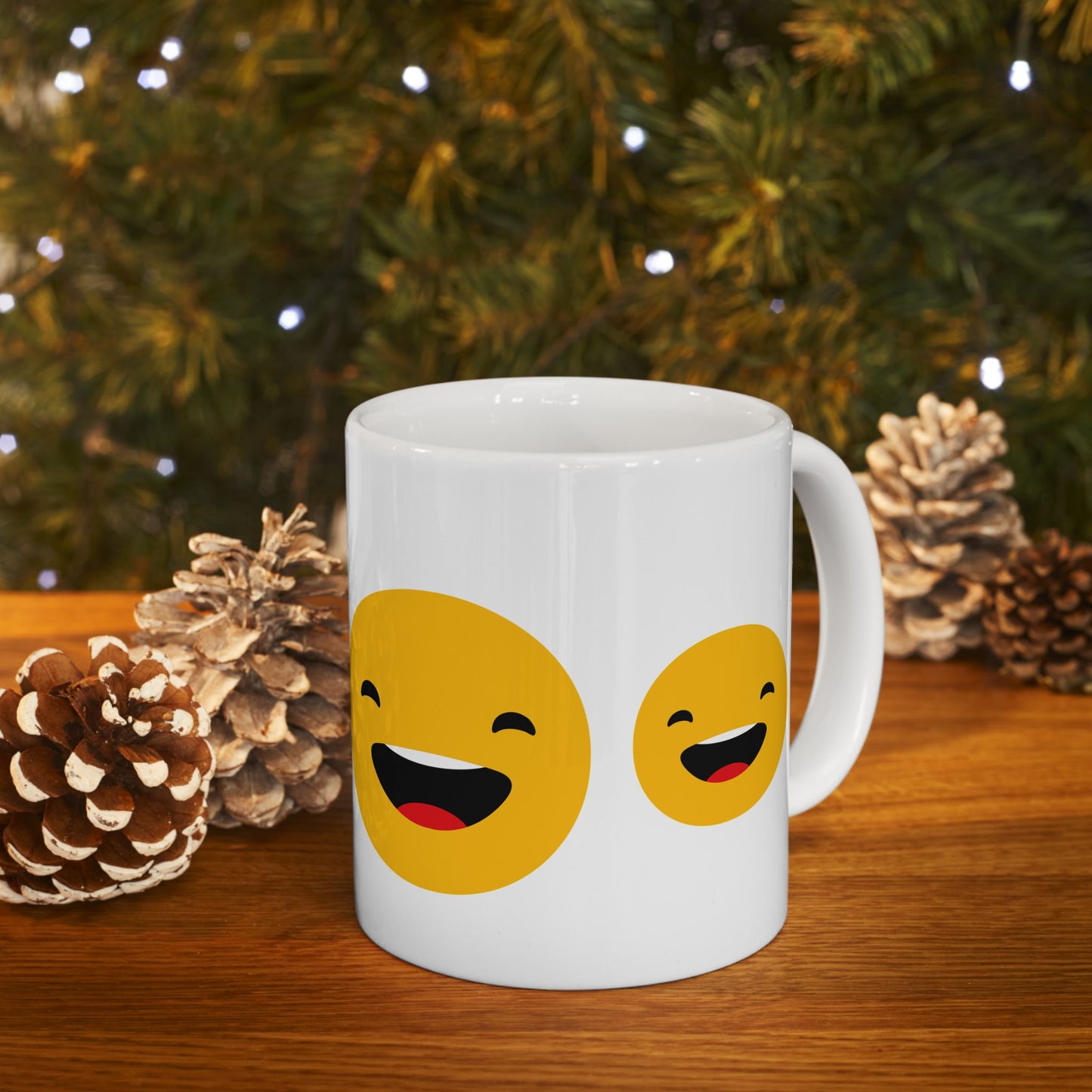 Smiley Face Ceramic Mug - 11oz & 15oz | Fun Coffee Mug for Happiness Lovers
