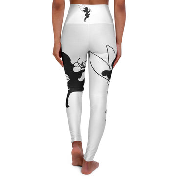 High Waisted Yoga Leggings with Floral & Fairy Design, Comfortable Activewear, Stylish Workout Pants, Fitness Gift, AOP Leggings