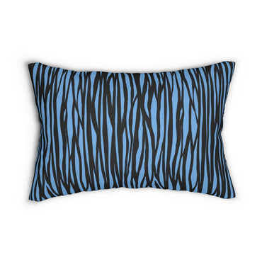 Blue Stripe Spun Polyester Lumbar Pillow - Stylish Home Decor Accent