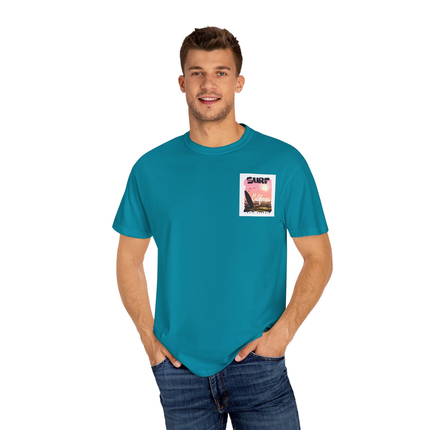 California Surf Graphic Tee - Unisex Garment-Dyed T-Shirt for Beach Lovers, Summer Vibes, Gift for Surfers, Casual Wear,