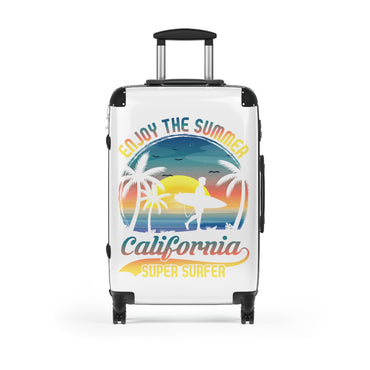 California Super Surfer Suitcase, Summer Travel Luggage, Vacation Bag, Beach Trip Accessory, Fun Travel Gear