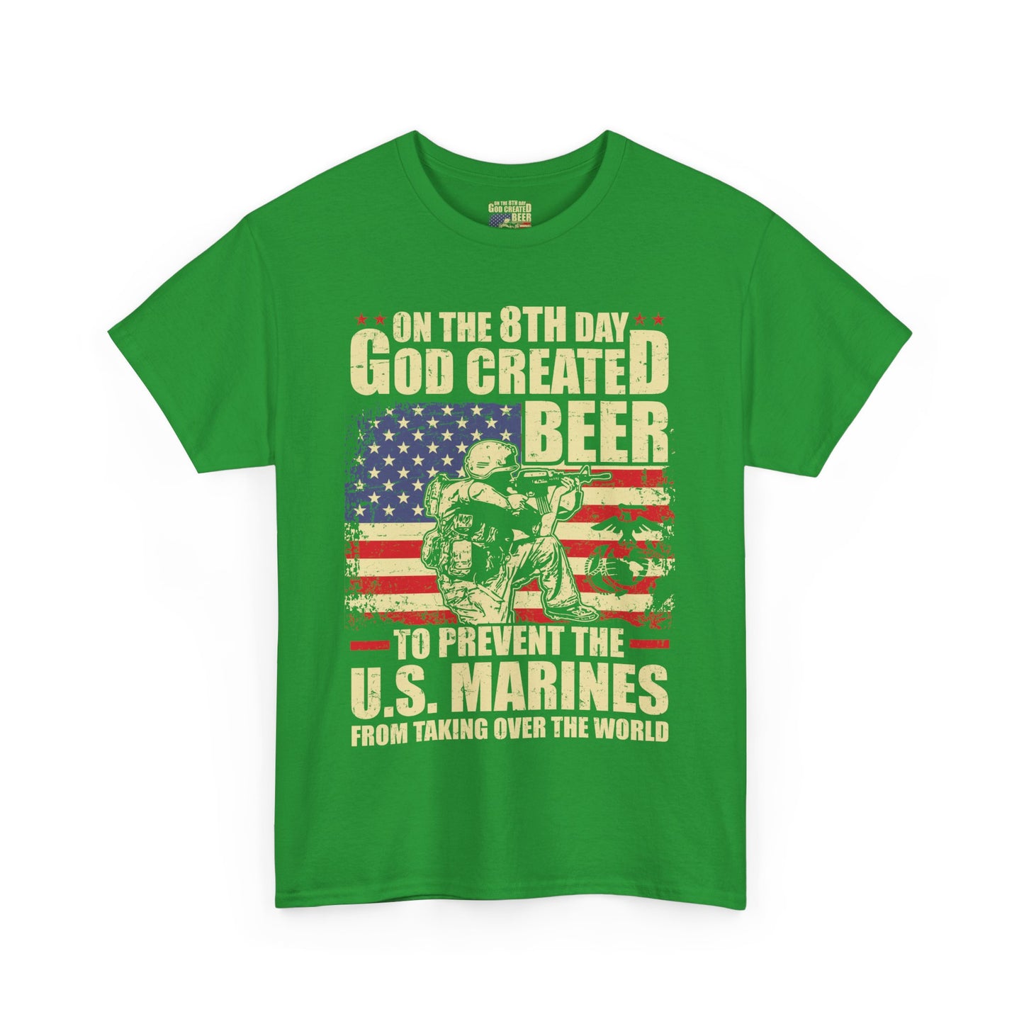 God Created Beer Unisex Heavy Cotton Tee, Fun Patriotic Shirt, Gift for Beer Lovers, US Marines Support, July 4th Celebration