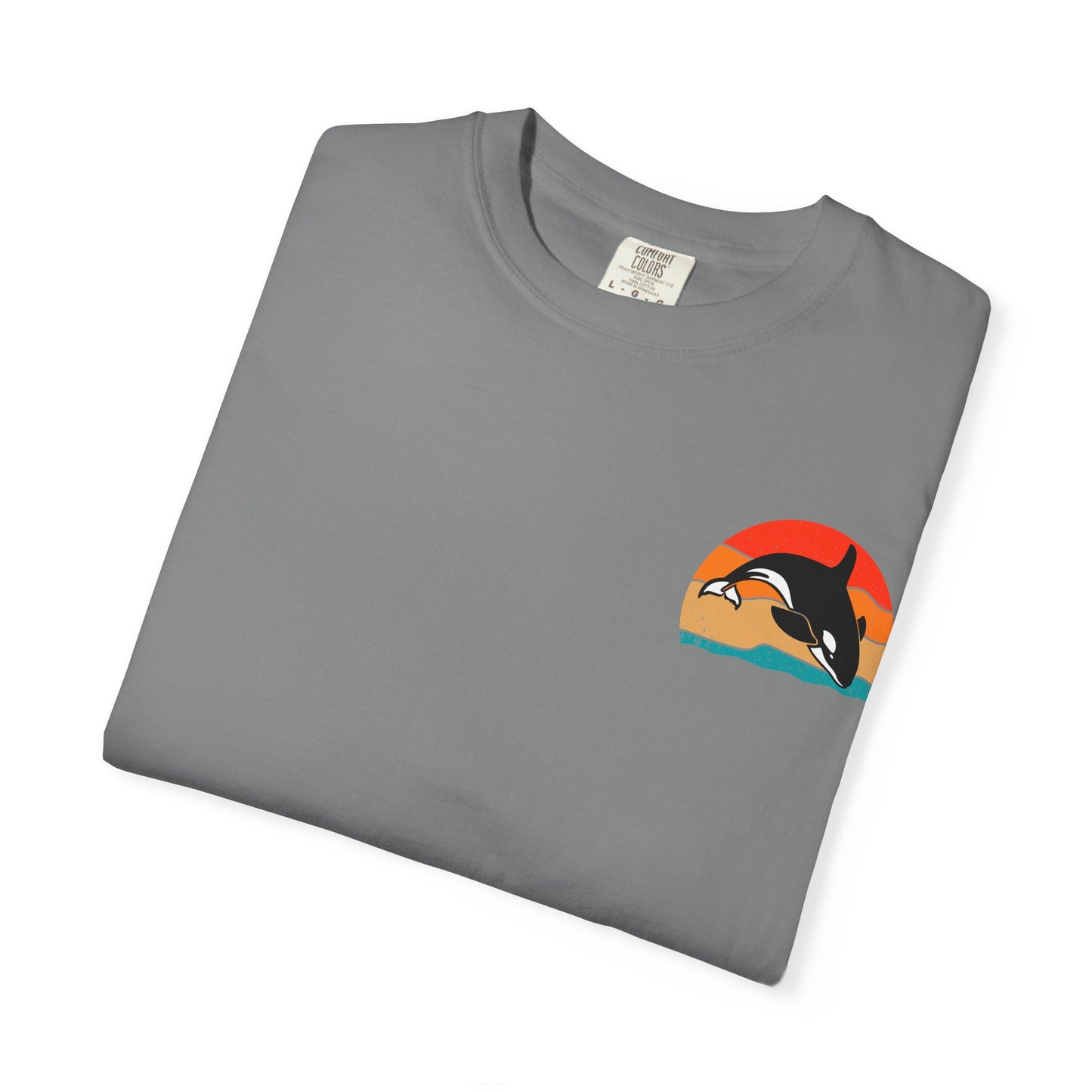 Whale Sunset Graphic T-Shirt - Unisex Garment-Dyed Tee for Ocean Lovers