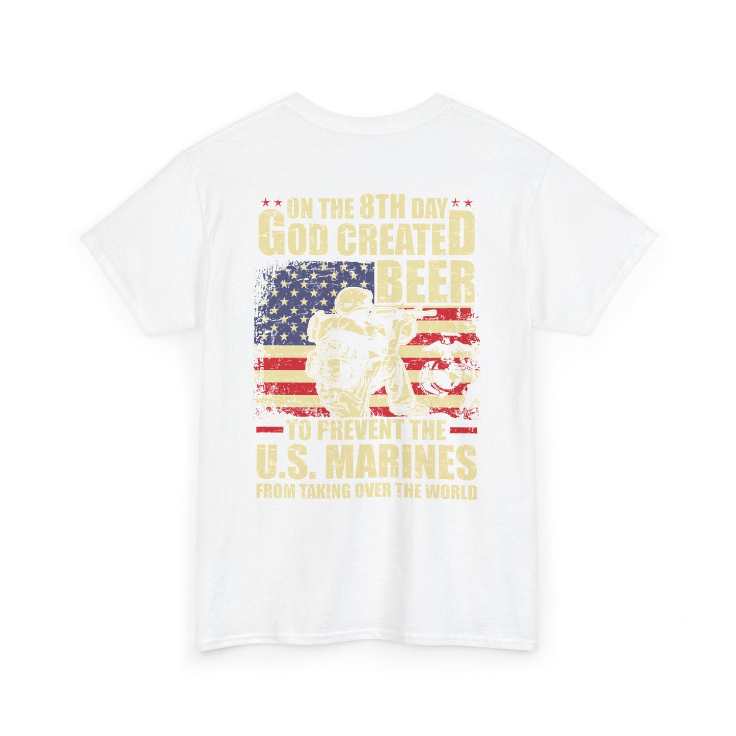 God Created Beer Unisex Heavy Cotton Tee, Fun Patriotic Shirt, Gift for Beer Lovers, US Marines Support, July 4th Celebration