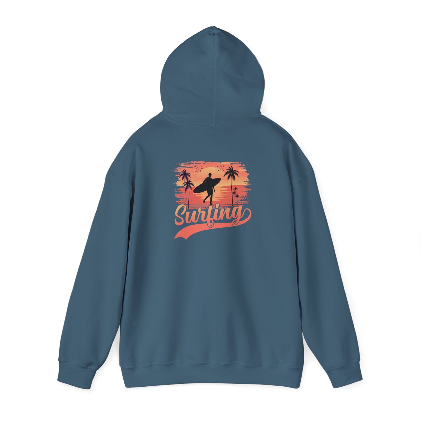 Surfing Vibes Hooded Sweatshirt, Beachwear, Gift for Surfers, Summer Fashion, Casual Wear, Coastal Style