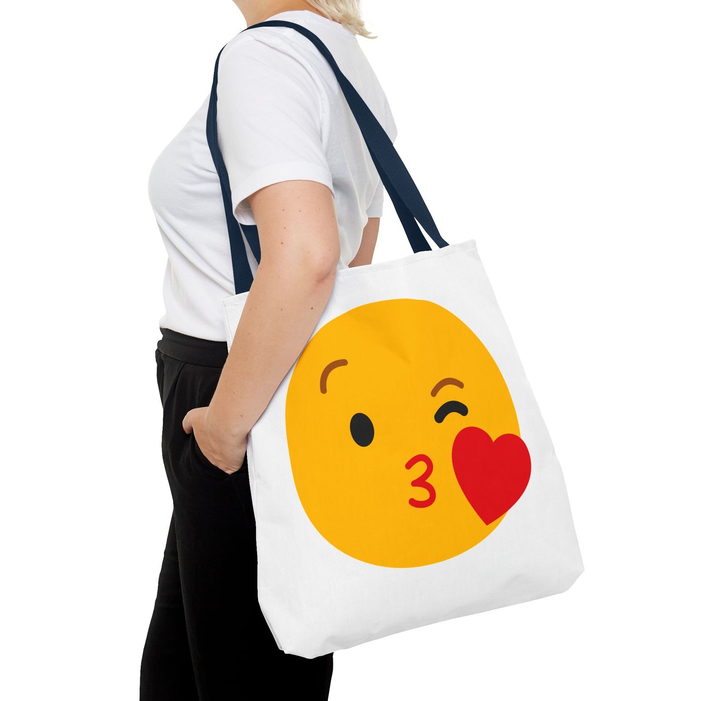 Emoji Kiss Tote Bag, Cute Gift for Friends, Love & Friendship, Reusable Shopping, Fun Casual Bag, Holiday Gifts