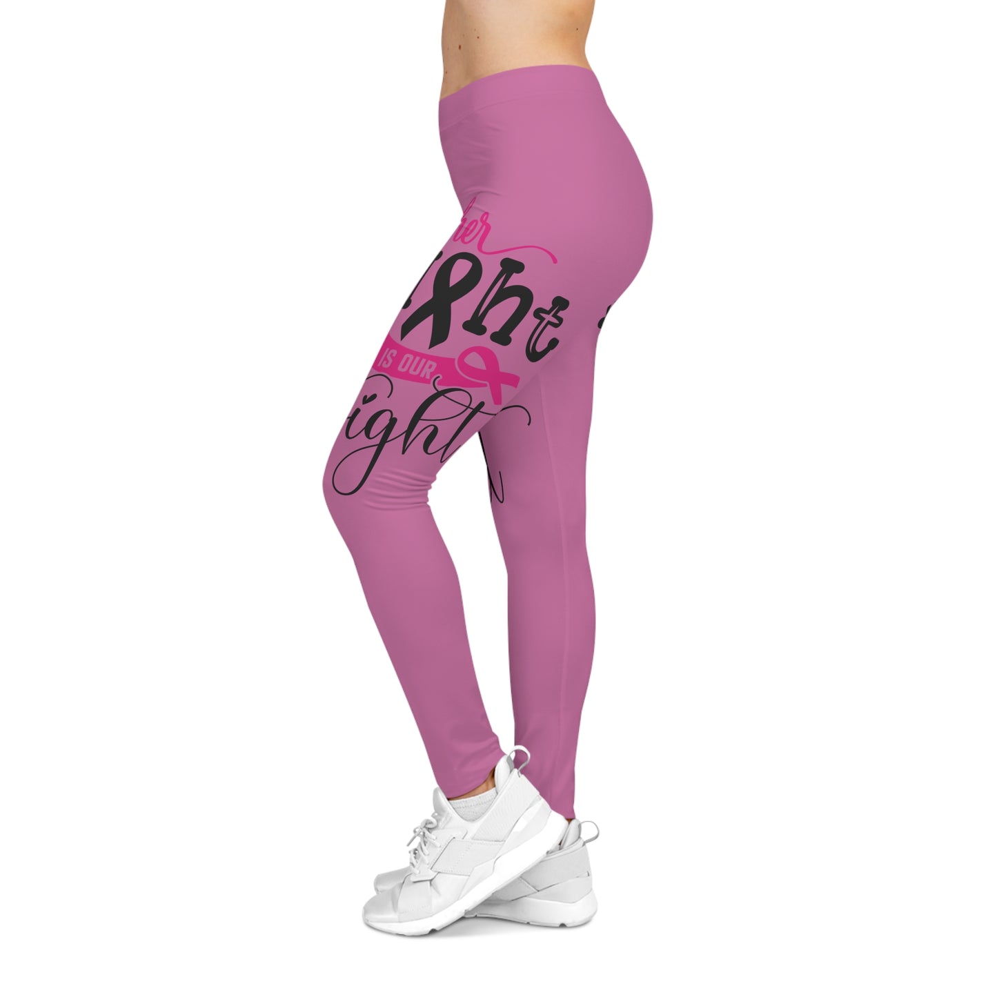 Pink Ribbon Cancer Awareness Leggings, Inspirational Workout Pants, Breast Cancer Support Gear, Fitness Apparel, Casual Activewear