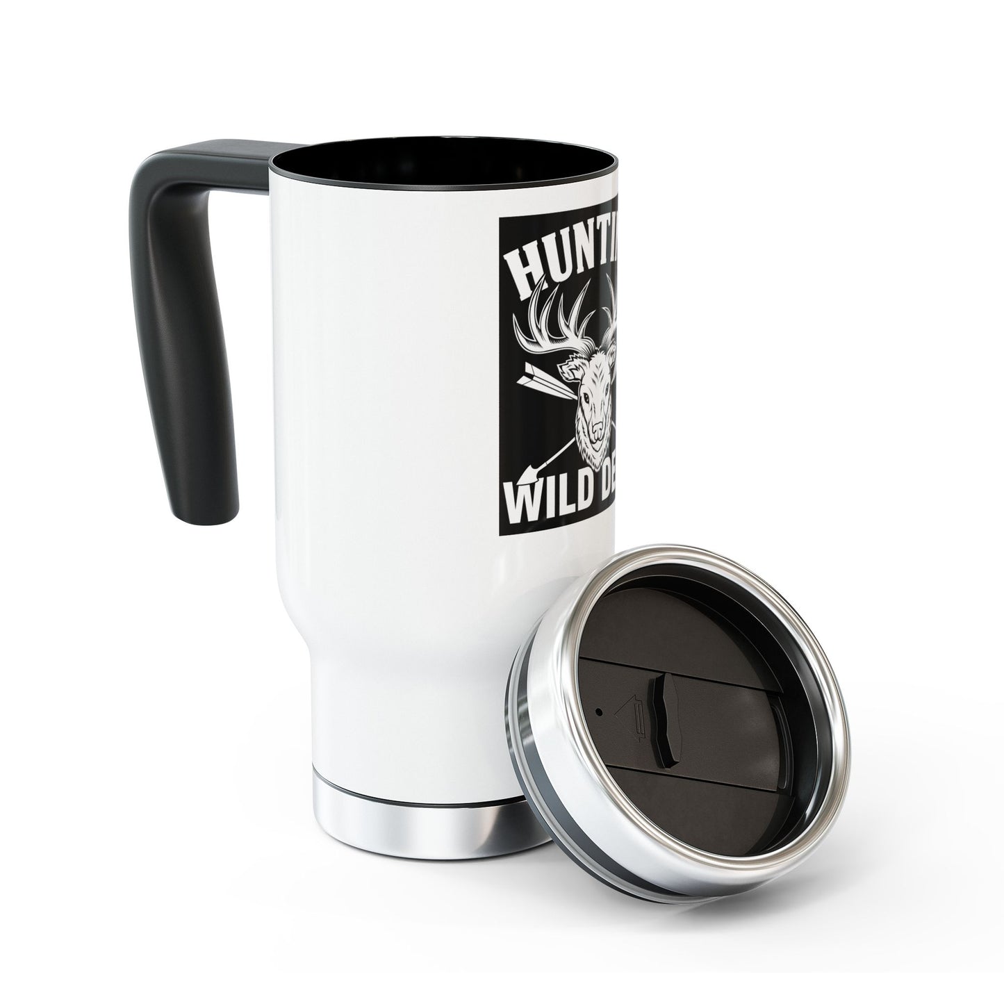Hunting Wild Deer Travel Mug - 14oz Stainless Steel with Handle