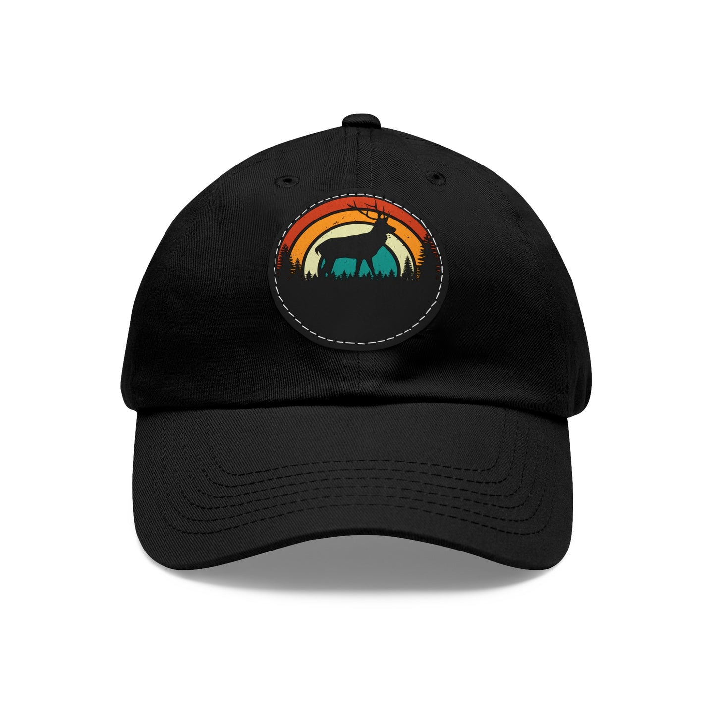 Stylish Dad Hat with Leather Patch - Retro Deer Design