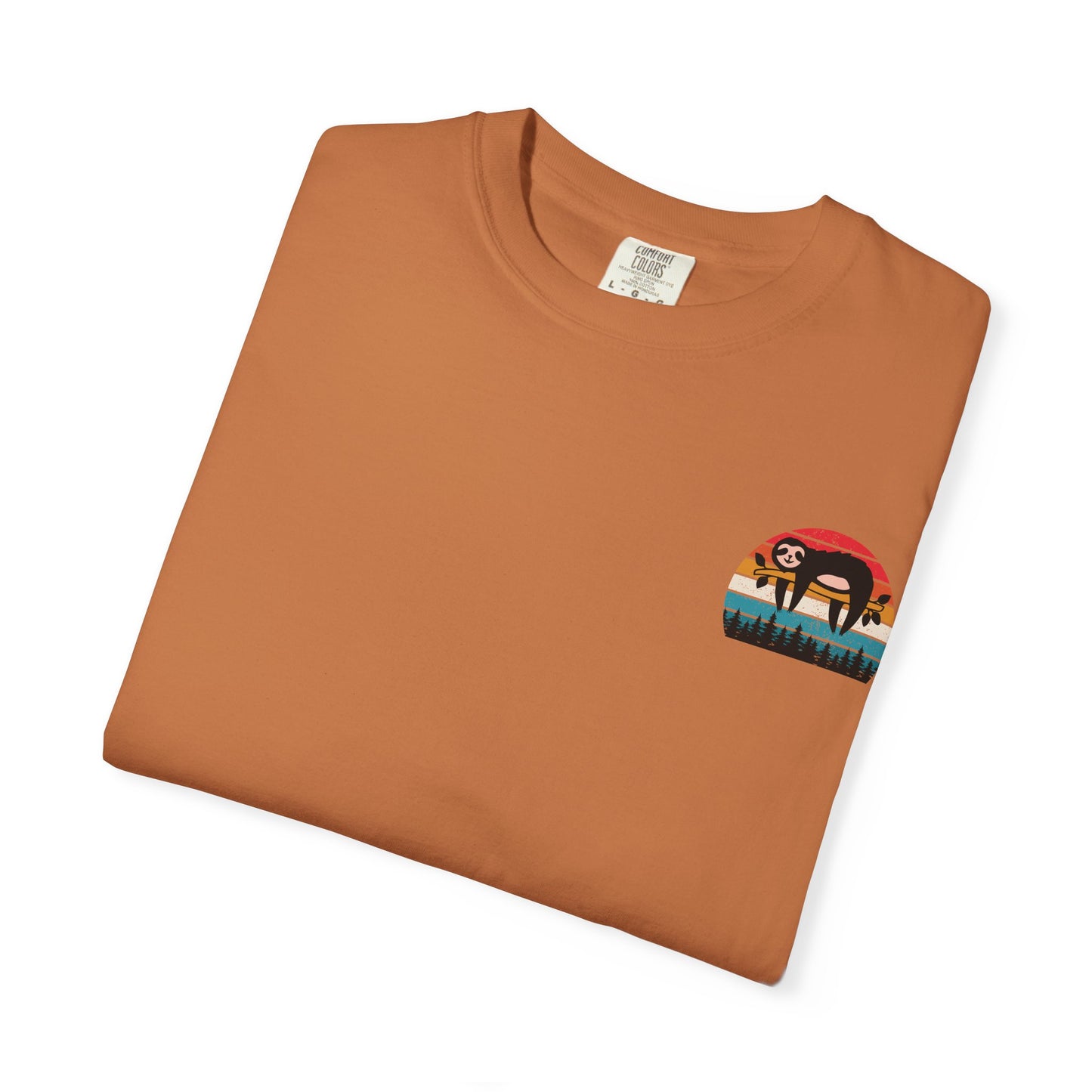 Chill Vibes Unisex Garment-Dyed T-Shirt - Retro Sloth & Sunset Design