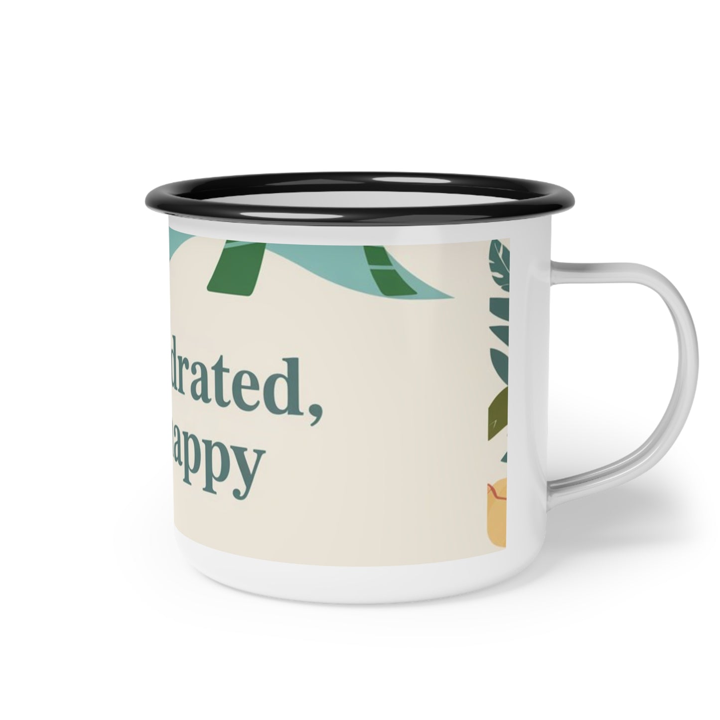 Enamel Camp Cup - Stay Hydrated, Stay Happy | Outdoor Coffee Mug, Gift for Campers, Travel Mug, Eco-Friendly Drinkware,