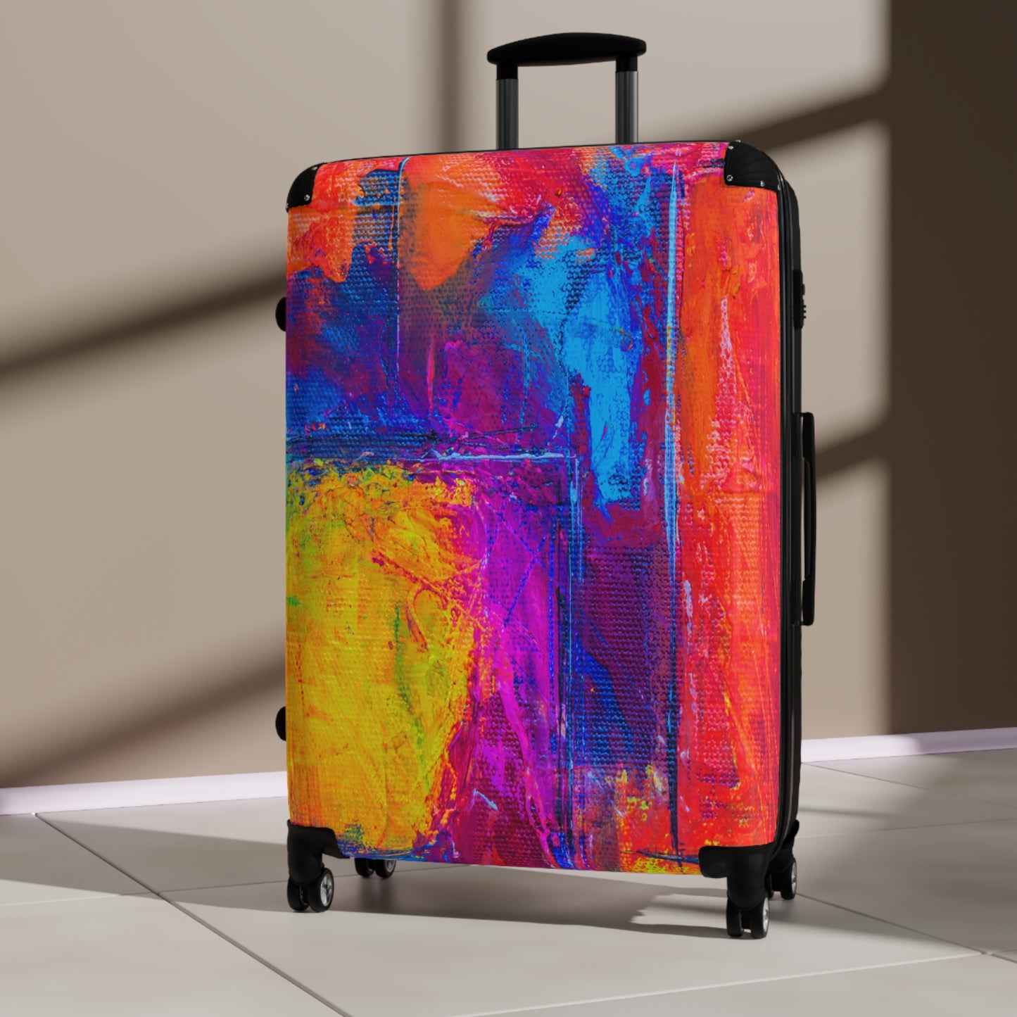 Make a bold statement on your travels with the Vibrant Colorful Suitcase – Stylish Travel Luggage for Adventurers. Designed for those who love to stand out, this suitcase combines functionality with eye-catching aesthetics, ensuring you travel in style
