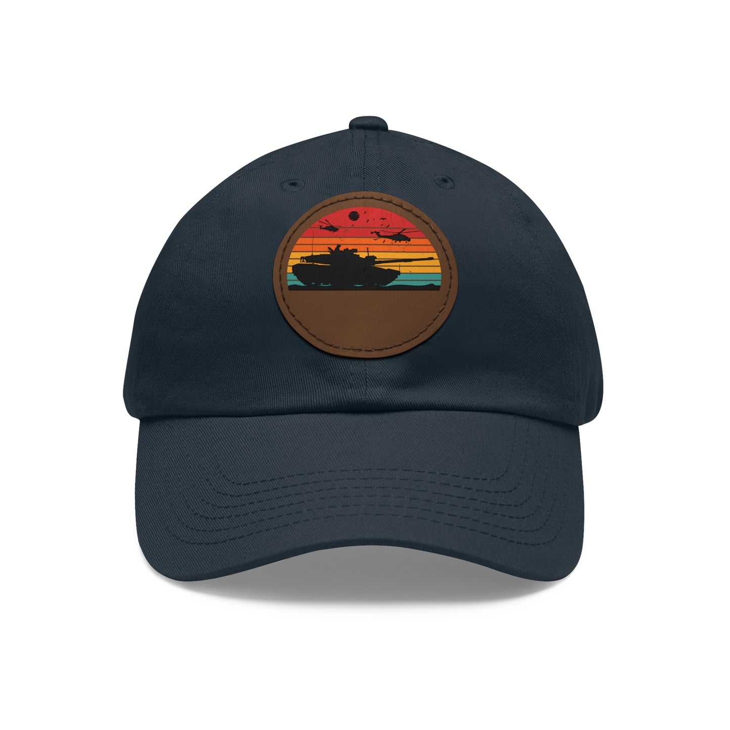 Retro Sunset Dad Hat with Leather Patch