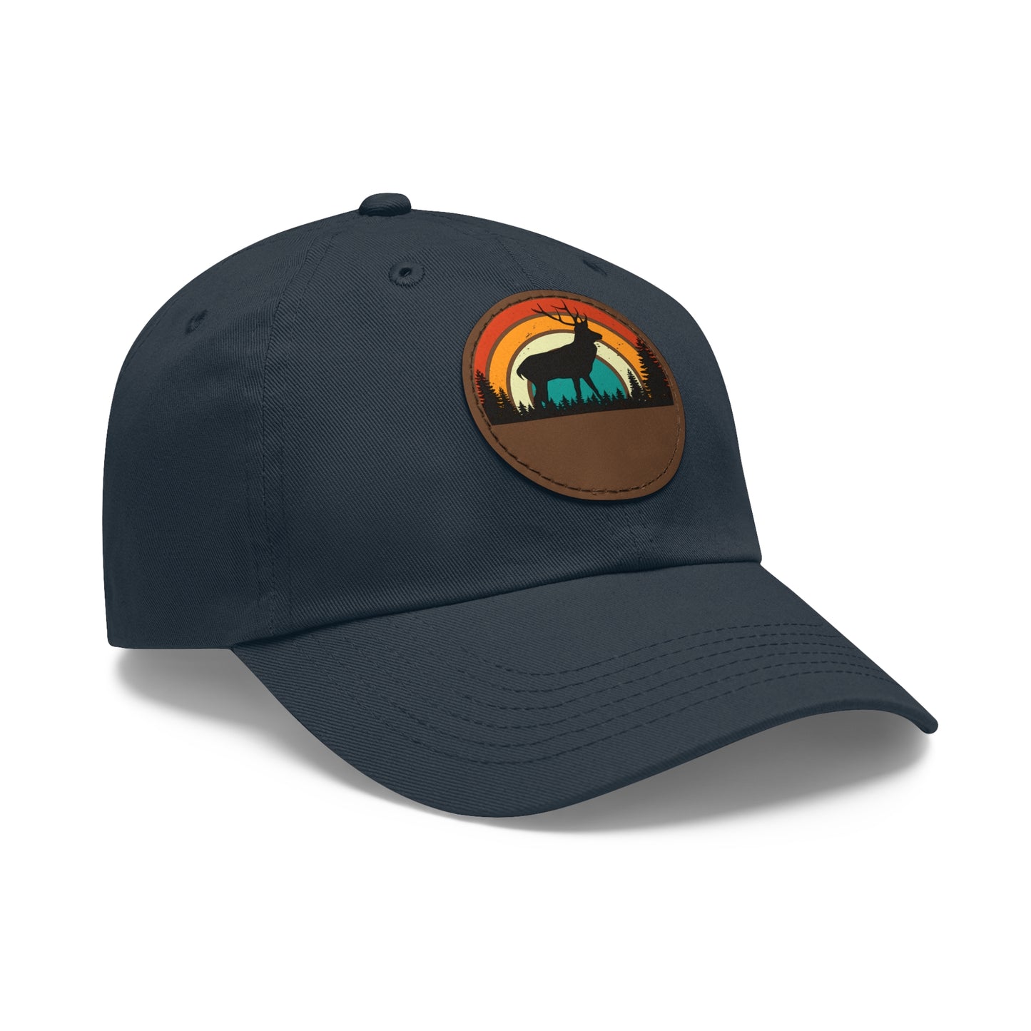 Stylish Dad Hat with Leather Patch - Retro Deer Design