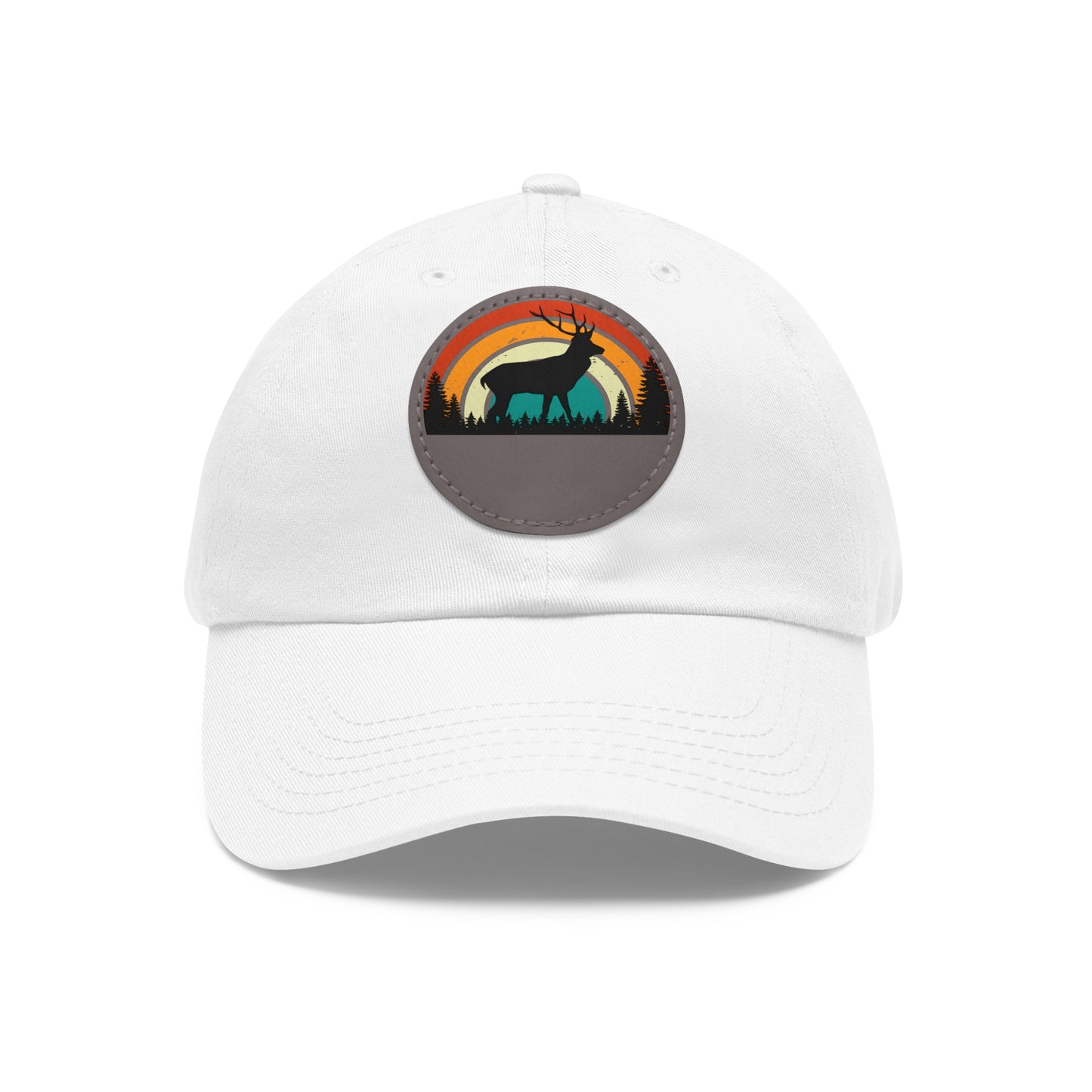 Stylish Dad Hat with Leather Patch - Retro Deer Design