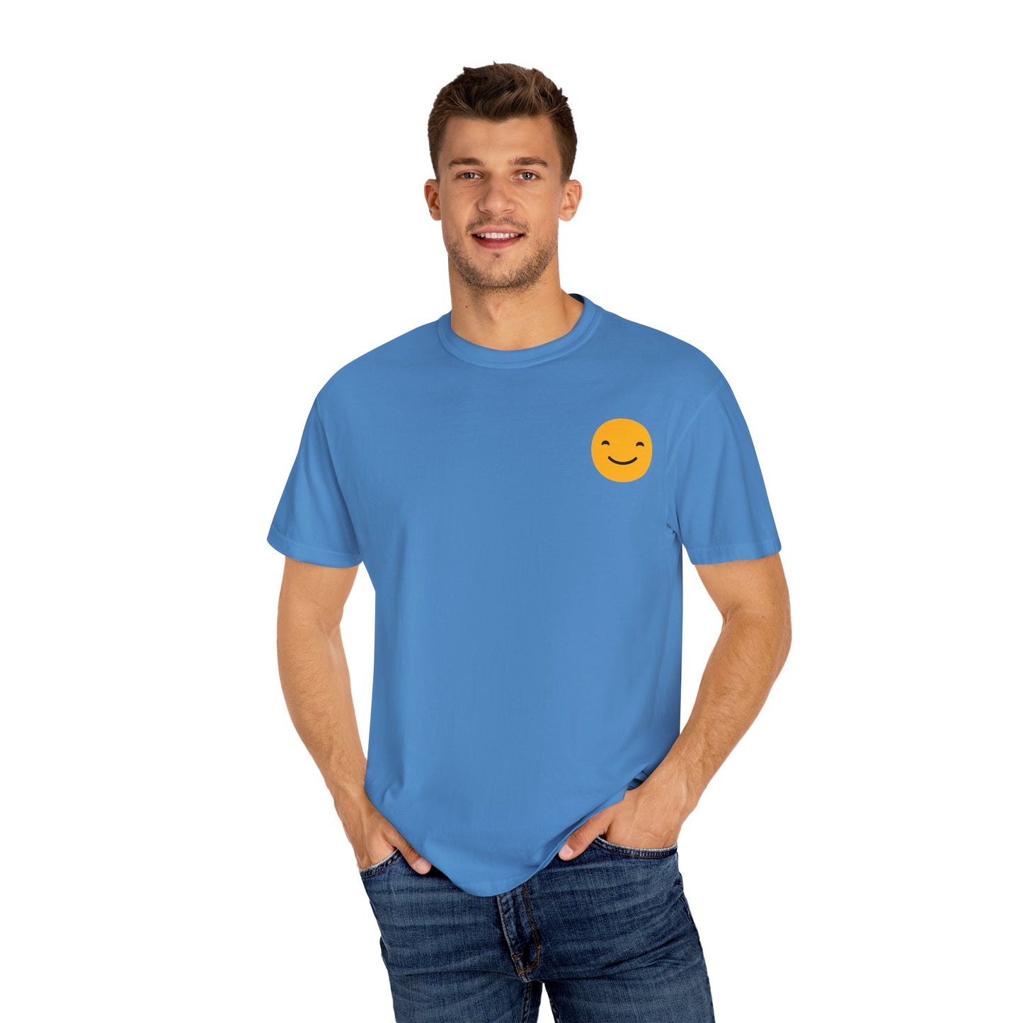 Happy Face Garment-Dyed T-shirt for Positive Vibes