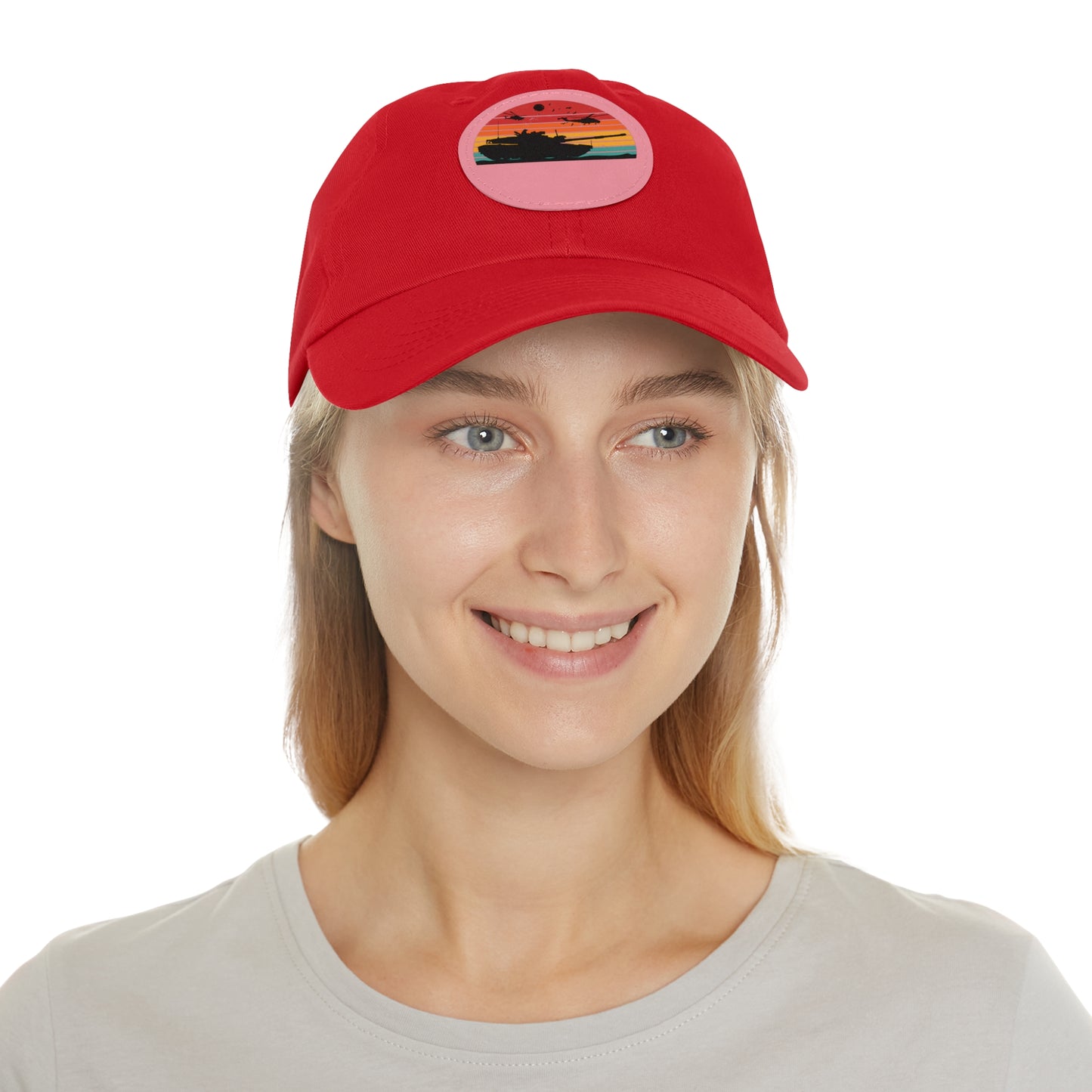 Retro Sunset Dad Hat with Leather Patch