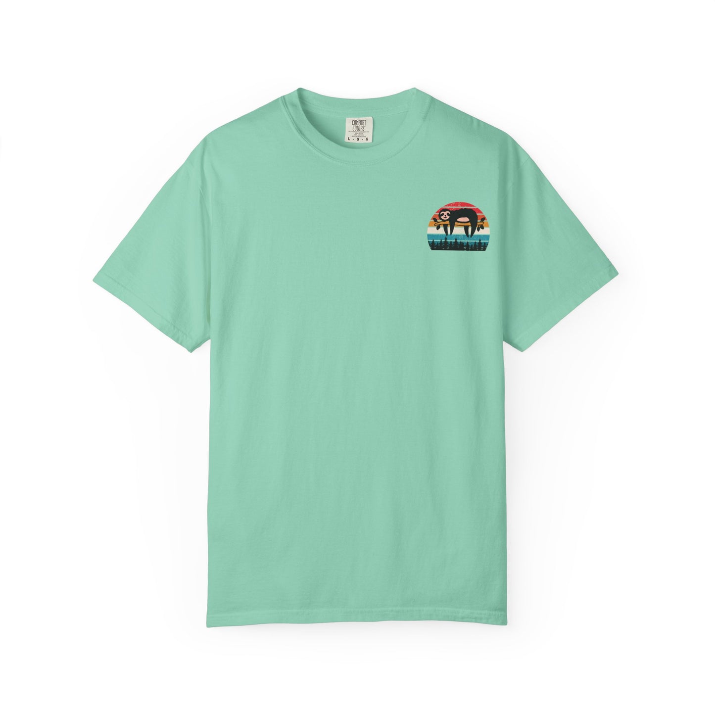 Chill Vibes Unisex Garment-Dyed T-Shirt - Retro Sloth & Sunset Design