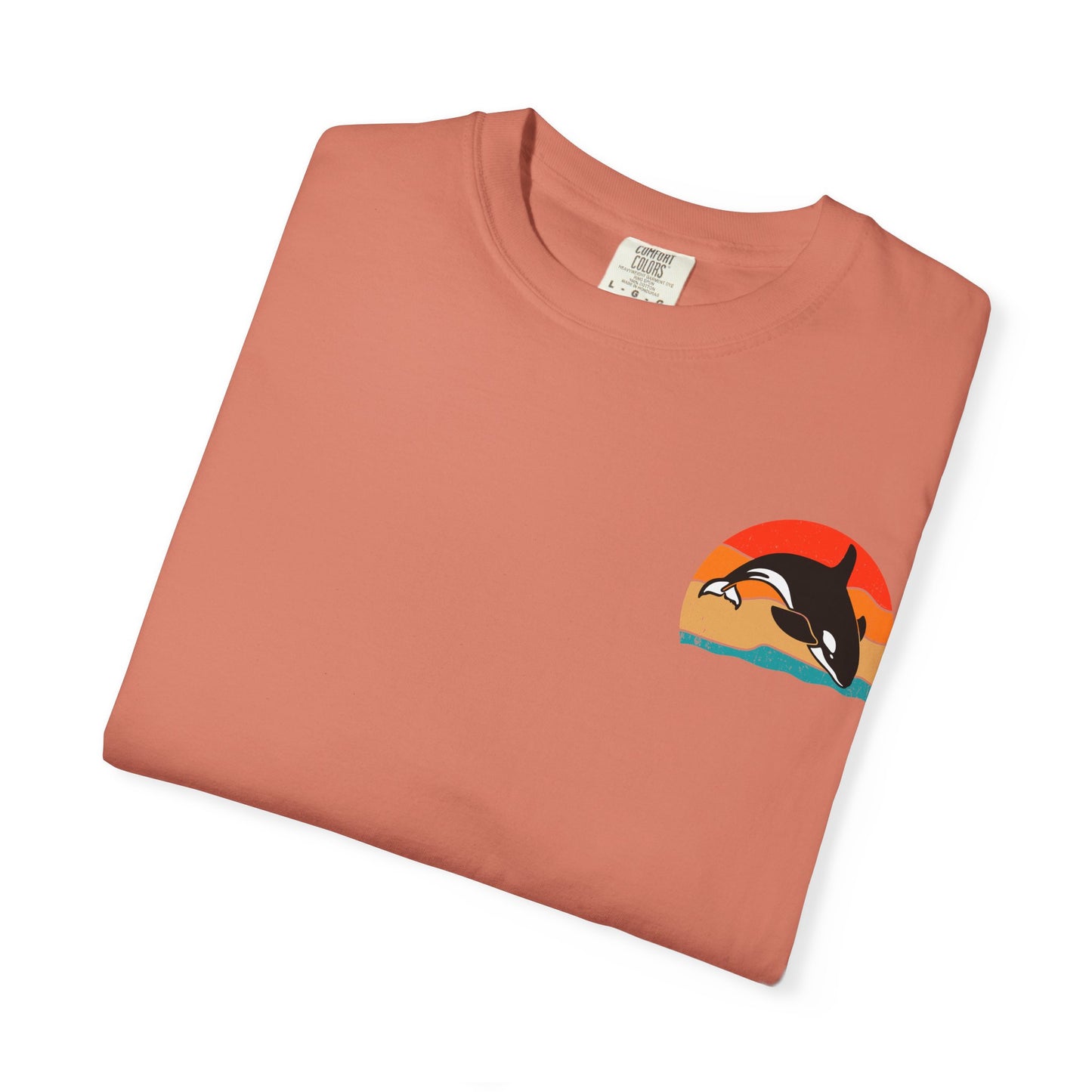 Whale Sunset Graphic T-Shirt - Unisex Garment-Dyed Tee for Ocean Lovers
