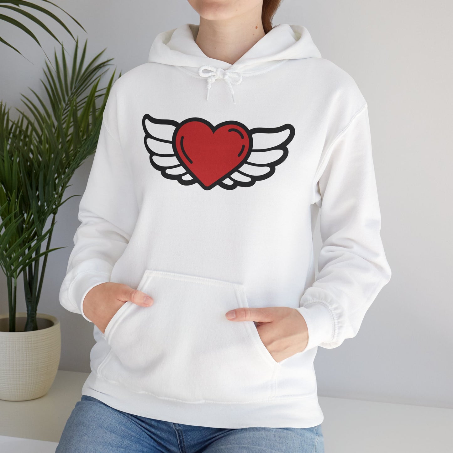 Angel Wings Heart Hoodie - Unisex Heavy Blend™ Sweatshirt for Love & Comfort