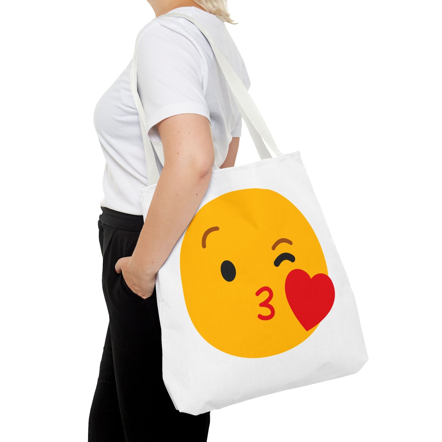 Emoji Kiss Tote Bag, Cute Gift for Friends, Love & Friendship, Reusable Shopping, Fun Casual Bag, Holiday Gifts