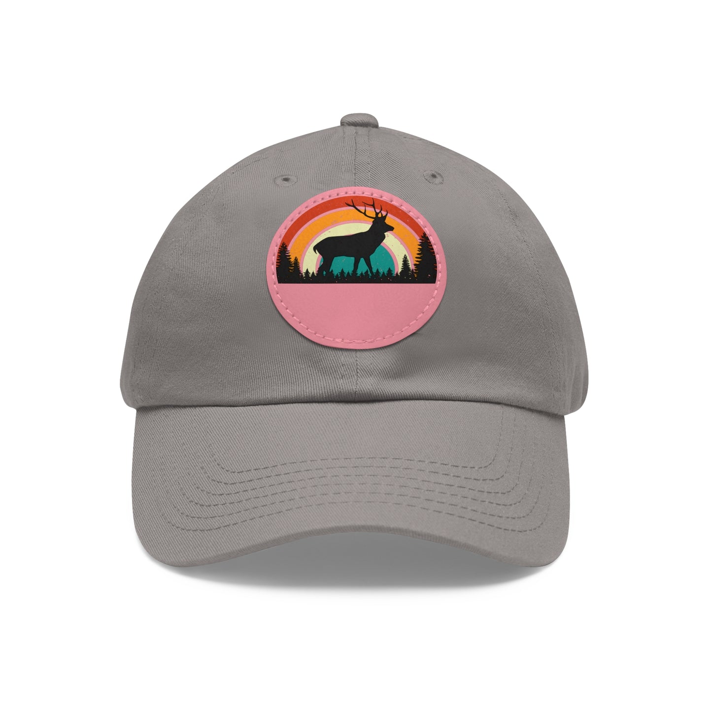 Stylish Dad Hat with Leather Patch - Retro Deer Design