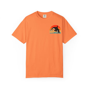 Ocean Sunset Orca Unisex T-Shirt - Relaxed, Vibrant Beach Vibes