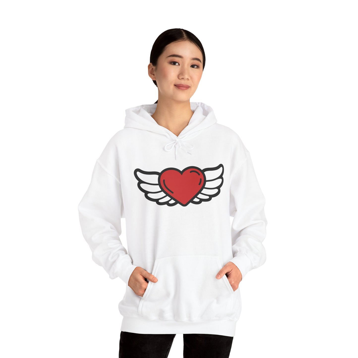 Angel Wings Heart Hoodie - Unisex Heavy Blend™ Sweatshirt for Love & Comfort