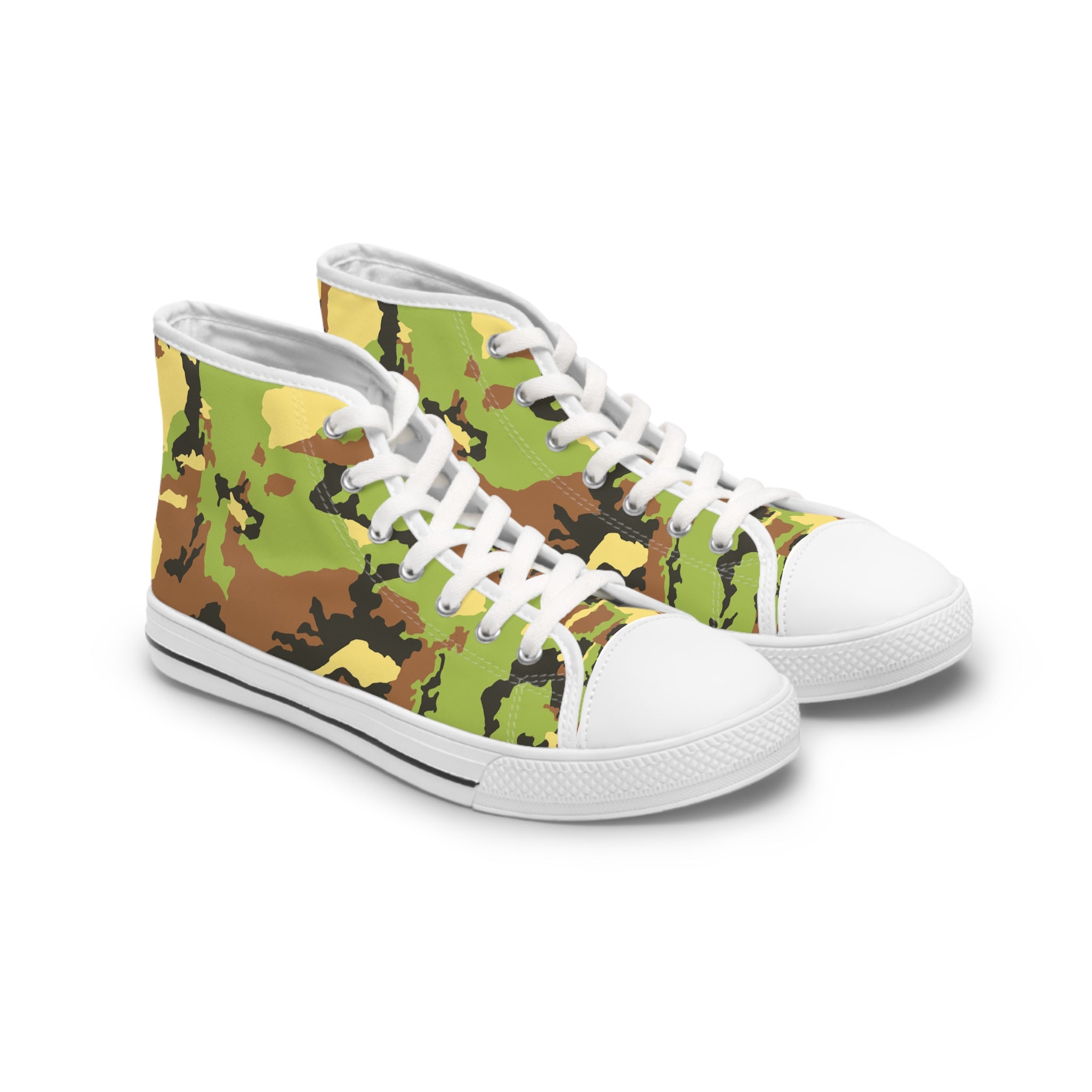 Camo Print Women's High Top Sneakers - Stylish & Trendy Footwear for Everyday Adventure