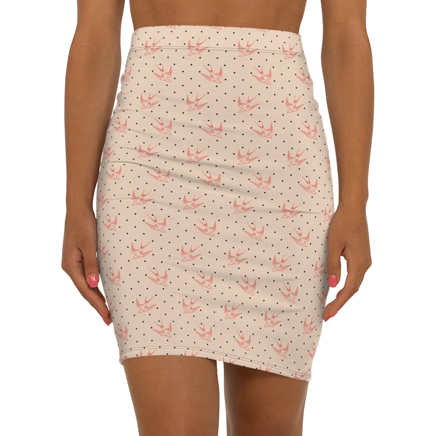 Floral Dot Print Mid-Waist Pencil Skirt for Women - Stylish & Elegant Fashion Piece