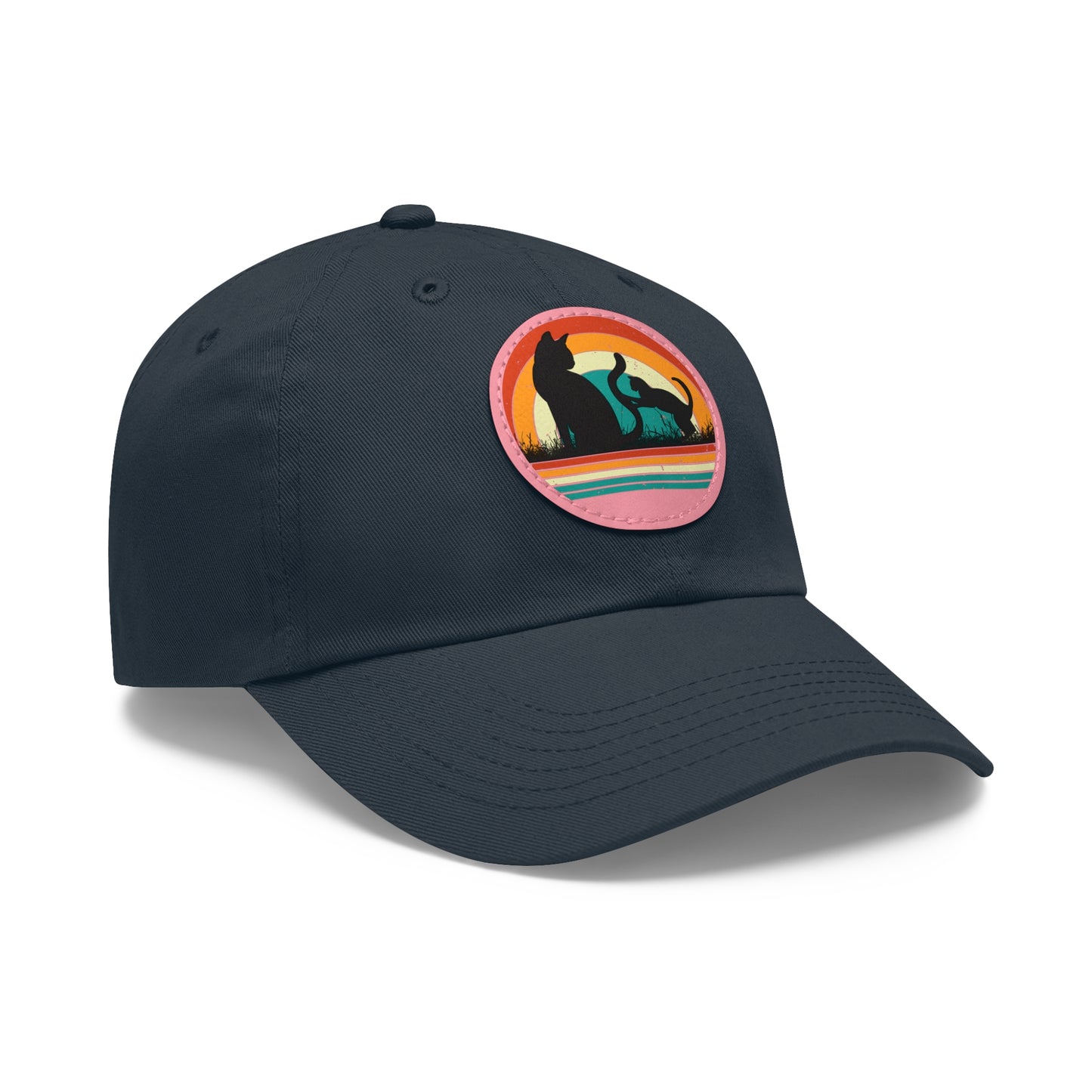 Cats and Sunset Dad Hat - Vintage Leather Patch Cap