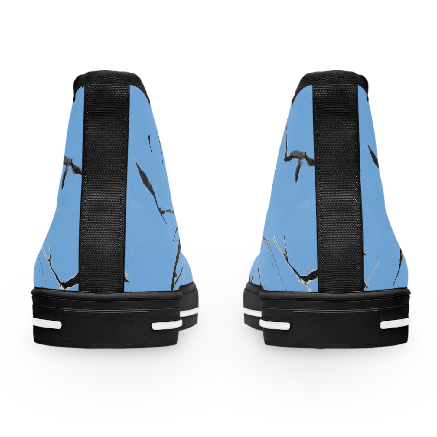 Stylish Women's High Top Sneakers with Elegant Blue Marble Design