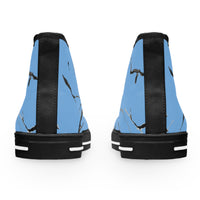 Stylish Women's High Top Sneakers with Elegant Blue Marble Design