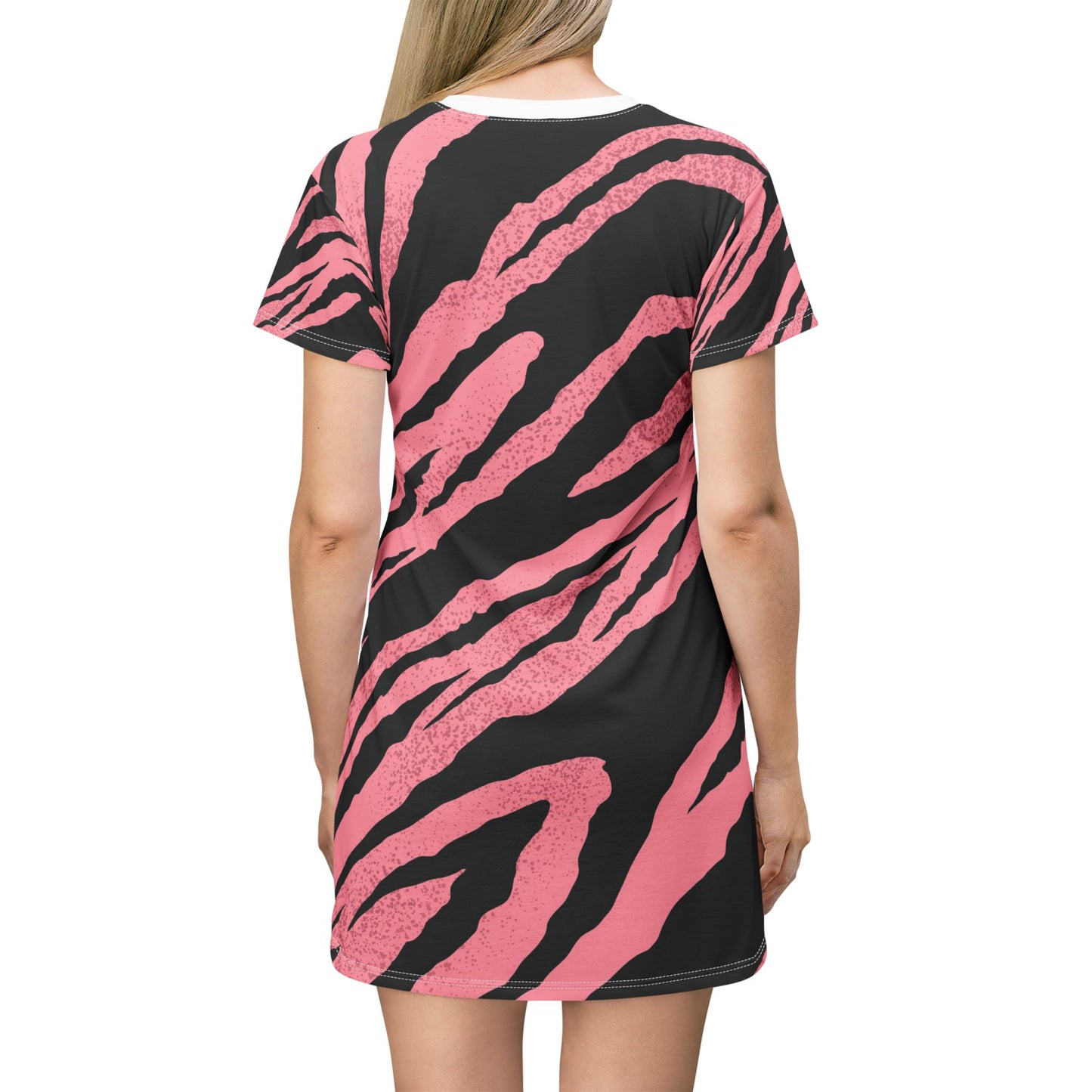 Fierce Pink Zebra T-Shirt Dress - Chic Casual Wear for Animal Print Lovers