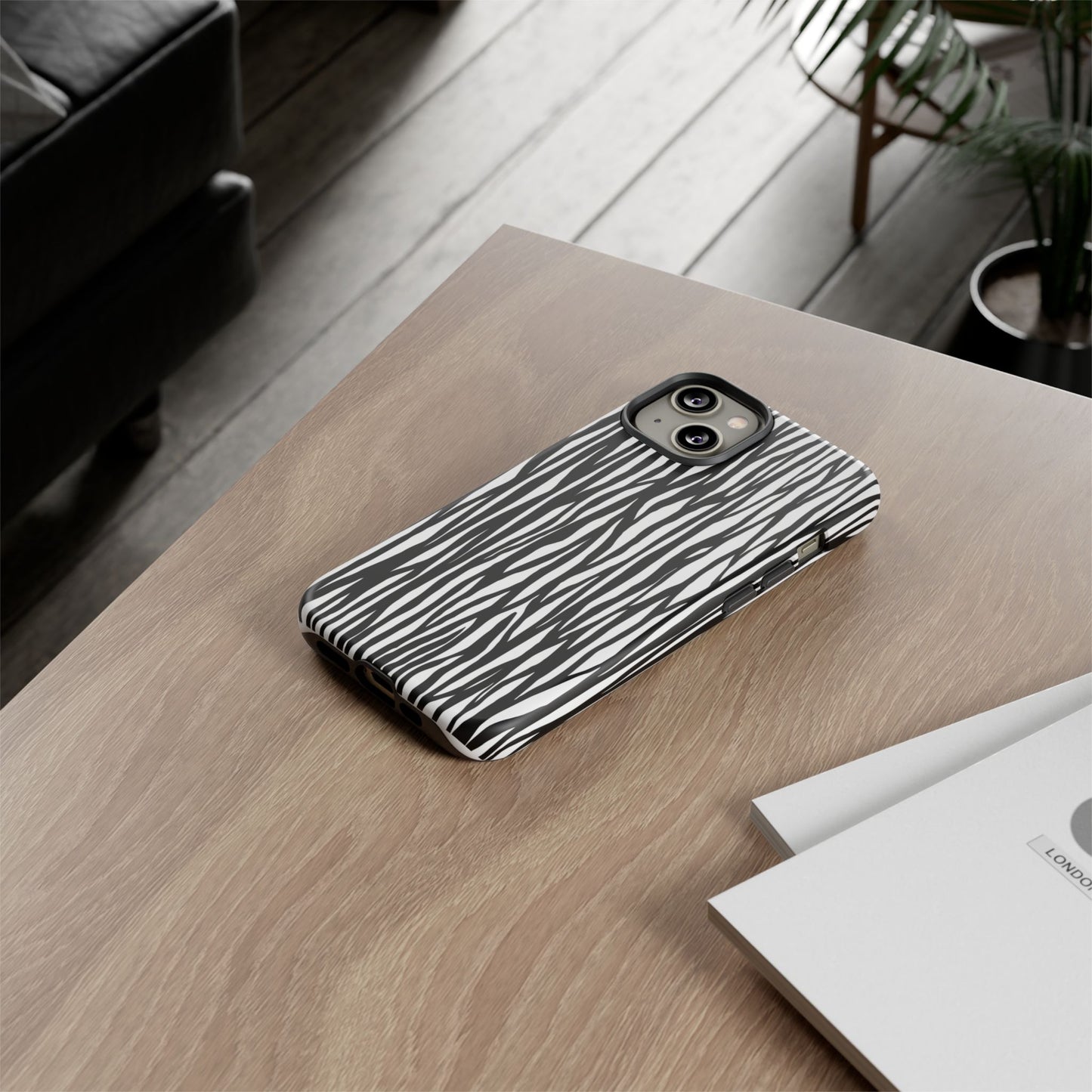 Tough Cases: Stylish Black and White Zebra Print Phone Case