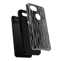Stylish Tough Phone Case - Black and Gray Striped Design